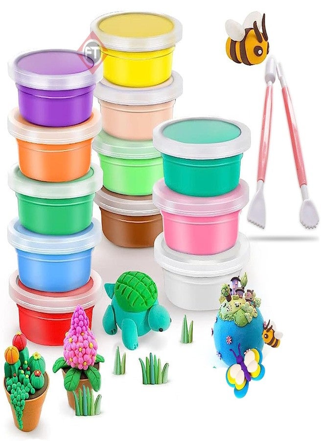 Firstly Modeling Clay Kit - 12 Colors Air Dry Ultra Light Magic Clay, Soft & Stretchy DIY Molding Clay with Tools, Easy Storage Tubs Kids Art Crafts Gift for Boys & Girls Age 3-12 Year olds - Image 1